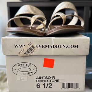 STEVE MADDEN RHINESTONE SANDAL - TAN/6.5